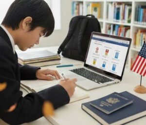 塾で語学を勉強している画像