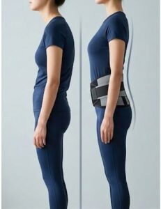 骨盤サポーターを装着前と後の画像