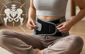 骨盤サポーターえお巻いている画像