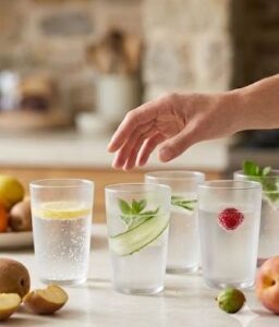 グラスに入った炭酸水