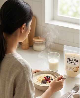 おから入りのアサイーを食べている画像