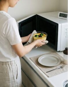 電子レンジで加熱している画像