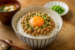 卵掛け納豆ご飯の画像
