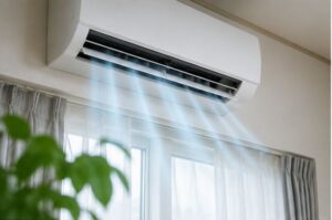 エアコンから冷気が噴出している画像