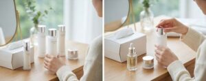 アルピオンの化粧品がテーブルの上に置かれている画像