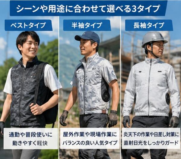 シーンや用途に合わせて選べるタイプ